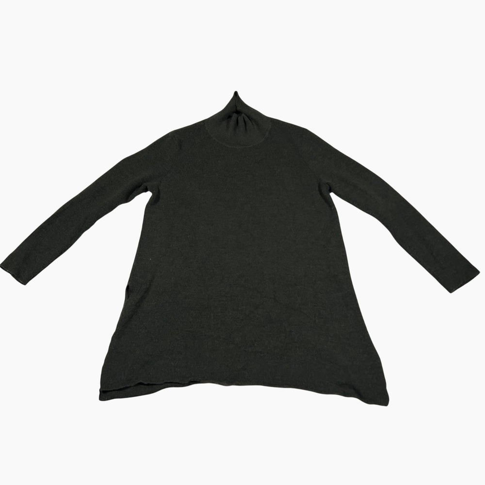 Eileen Fisher Tunic Sweater Womens Medium Merino Wool Mock Neck Side Slit - Picture 2 of 7